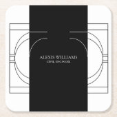 幾何学的モダンミニマルエレガントプロフェッショナル スクエアペーパーコースター (正面)