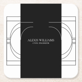 幾何学的モダンミニマルエレガントプロフェッショナル スクエアペーパーコースター