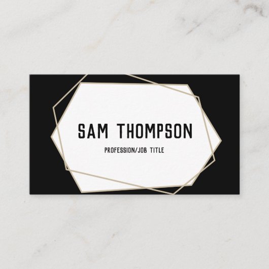 幾何学的モダンミニマルプロフェッショナルブラック 名刺 (正面)