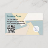 幾何学的モダンミニマル金ゴールドとティール（緑がかった色）QRロゴ 名刺 (裏面)