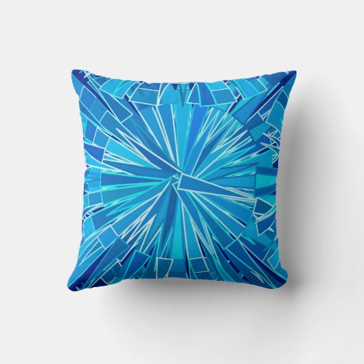 幾何学的モダンモザイク、コバルト、スカイブルー クッション (裏面)