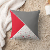 幾何学的モダンレッドグレーテラッツォ クッション (ブランケット)