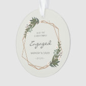 幾何学的モダン写真初めてのクリスマス婚約した オーナメント (正面)