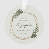 幾何学的モダン写真初めてのクリスマス婚約した オーナメント (正面)