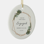 幾何学的モダン写真初めてのクリスマス婚約した セラミックオーナメント (右)