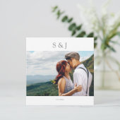 幾何学的モダン写真正方形グレ結婚ー2 招待状 (スタンド正面)