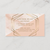 幾何学的モダン大理石ピンクと金ゴールドトレンディーシック 名刺 (裏面)