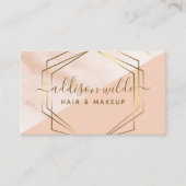 幾何学的モダン大理石ピンクと金ゴールドトレンディーシック 名刺 (正面)