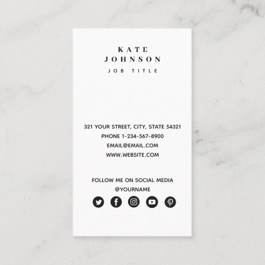 幾何学的モダン大理石QRコードソーシャルメディア 名刺 (裏面)