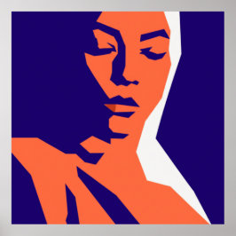 幾何学的モダン女性ポートレートアート ポスター
