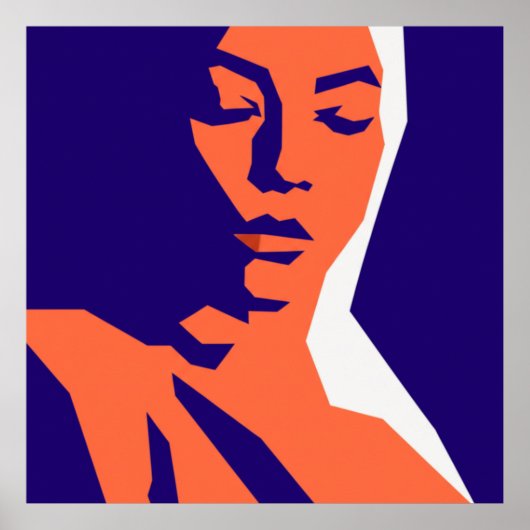 幾何学的モダン女性ポートレートアート ポスター (正面)