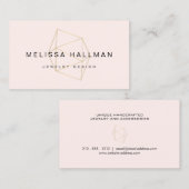 幾何学的モダン宝石ピンク 名刺 (正面/裏面)