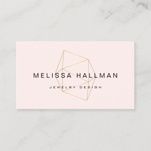 幾何学的モダン宝石ピンク 名刺 (正面)