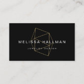 幾何学的モダン宝石ブラック 名刺 (正面)