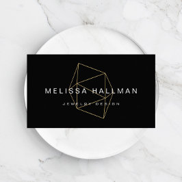 幾何学的モダン宝石ブラック 名刺
