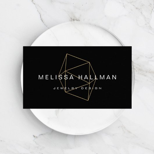 幾何学的モダン宝石ブラック 名刺