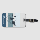 幾何学的モダン帆船パーソナライズされた術 ラゲッジタグ (正面横)