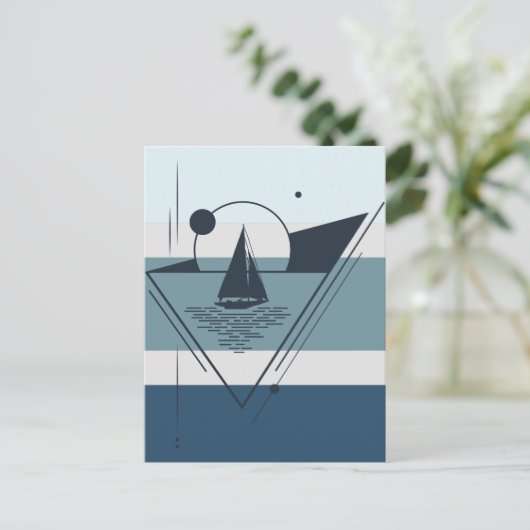 幾何学的モダン帆船 シーズンポストカード (スタンド正面)