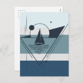幾何学的モダン帆船 シーズンポストカード (正面/裏面)
