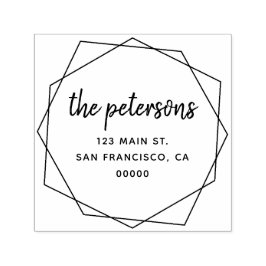 幾何学的モダン手書きファミリ名 セルフインキングスタンプ