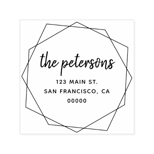 幾何学的モダン手書きファミリ名 セルフインキングスタンプ (デザイン)