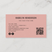 幾何学的モダン抽象芸術はっきりしたQRコードピンク 名刺 (裏面)