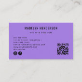 幾何学的モダン抽象芸術はっきりしたQRコード紫 名刺 (裏面)