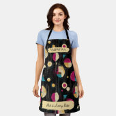 幾何学的モダン抽象芸術エプロン名前をカスタムする エプロン (着用した状態)