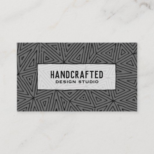 幾何学的モダン抽象芸術グレーとブラック・ビジネス 名刺 (正面)