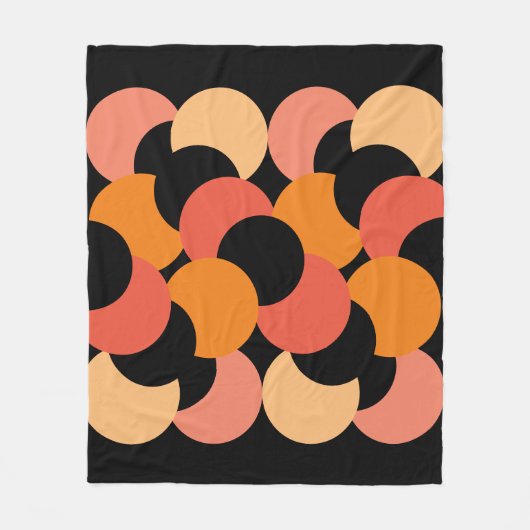 幾何学的モダン抽象芸術ピンクオレンジとブラック フリースブランケット (正面)