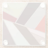 幾何学的モダン抽象芸術モザイク、ブラウン、オレンジ ガラスコースター (裏面)