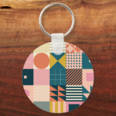 幾何学的モダン抽象芸術:カラフルデザイン キーホルダー (裏面)