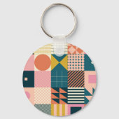 幾何学的モダン抽象芸術:カラフルデザイン キーホルダー (裏面)