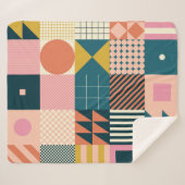 幾何学的モダン抽象芸術:カラフルデザイン シェルパブランケット (正面(横))