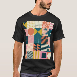 幾何学的モダン抽象芸術:カラフルデザイン Tシャツ