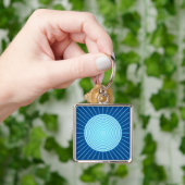 幾何学的モダン日が差すこと – コバルトブルーとアクア キーホルダー (手)