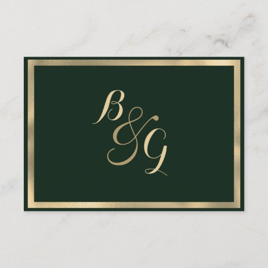 幾何学的モダン森の緑の金ゴールド詳細カード エンクロージャーカード (裏面)