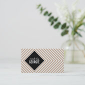 幾何学的モダン模様ダイヤモンド白黒クラフト 名刺 (スタンド正面)