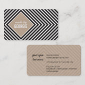 幾何学的モダン模様ダイヤモンド白黒クラフト 名刺 (正面/裏面)