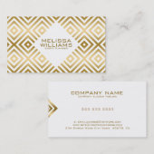 幾何学的モダン白と金ゴールド 名刺 (正面/裏面)