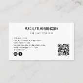 幾何学的モダン白はっきりした抽象芸術QRコード 名刺 (裏面)