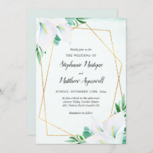 幾何学的モダン白カラリリーフローラ結婚ズ