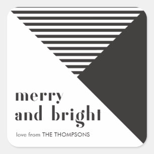 幾何学的モダン白黒クリスマス スクエアシール
