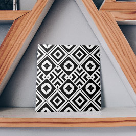 幾何学的モダン白黒モザイクパターン タイル