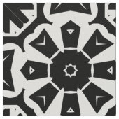 幾何学的モダン白黒モザイクパターン ファブリック (クローズアップ)