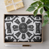 幾何学的モダン白黒モザイクパターン 薄葉紙 (ギフト)