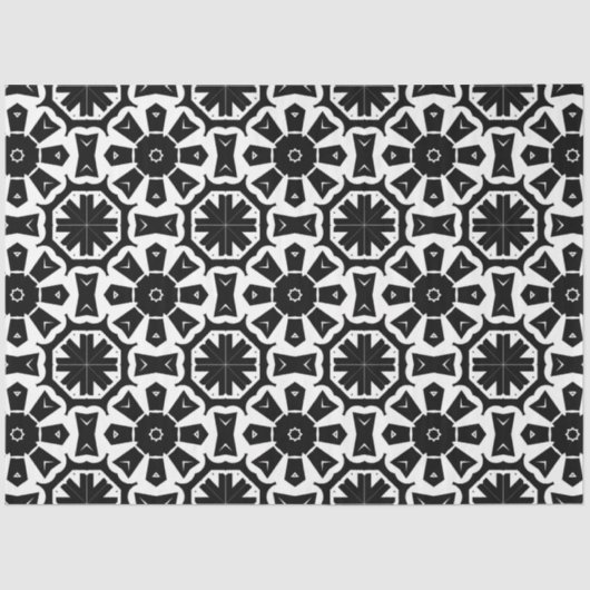 幾何学的モダン白黒モザイクパターン 薄葉紙 (正面)