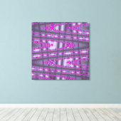 幾何学的モダン紫色ホットピンク波パターン キャンバスプリント (インサイチュ (ウッドフロア))