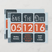 幾何学的モダン結婚式の日付の保存 案内ポストカード (正面/裏面)