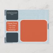 幾何学的モダン結婚式の日付の保存 案内ポストカード (裏面)